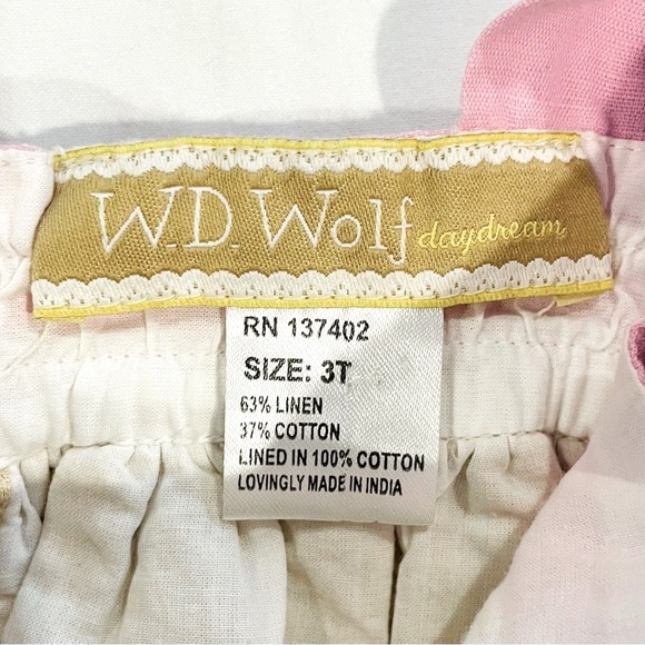 Well Dressed Wolf Joyce Party Dress Girls 3T Flags Banner Pinnie Linen Summer - Picture 4 of 5